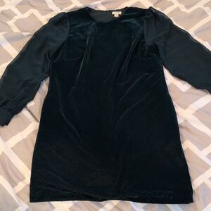 J. Crew Dark Green Velvet Dress
